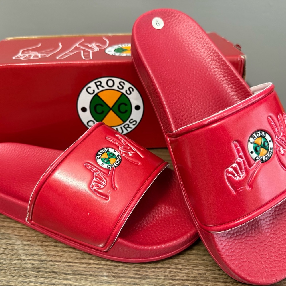 Cross Colours Red Slide Sandals Womens 9